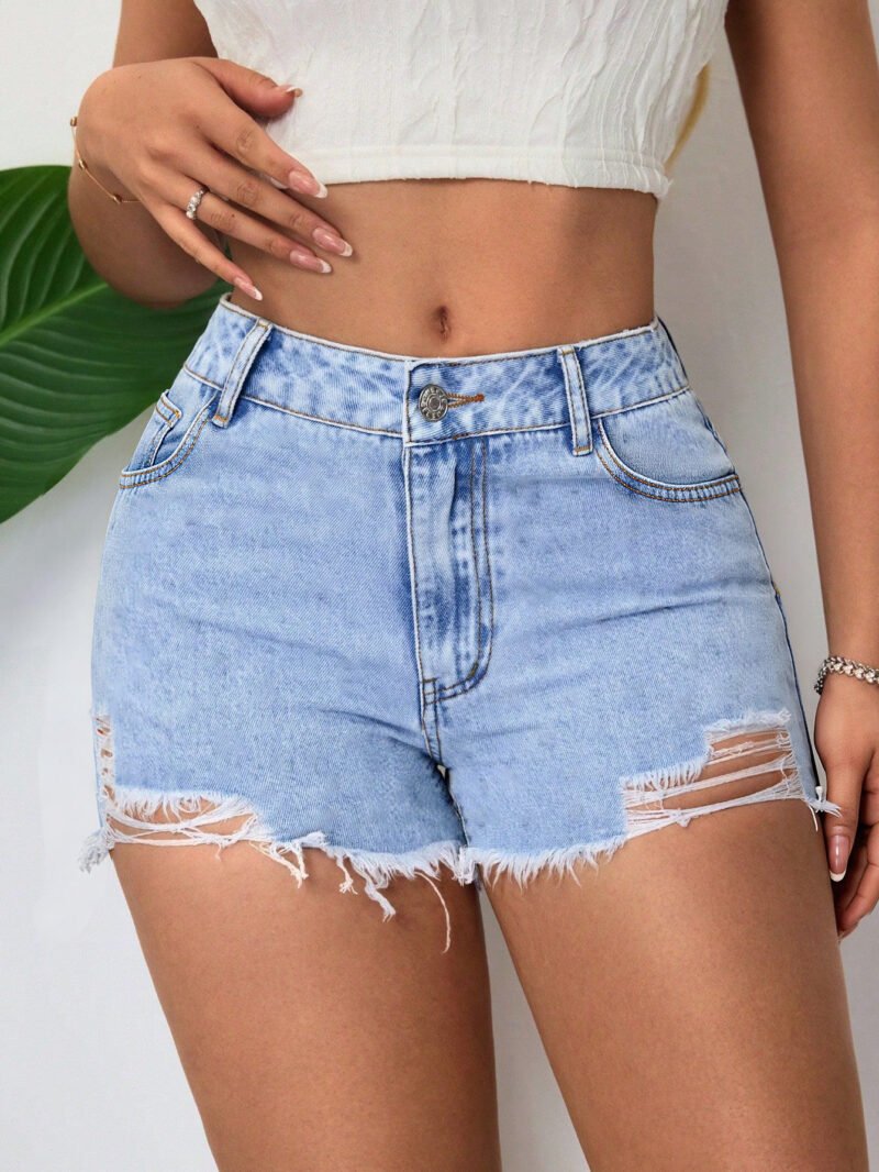 Ripped Denim Shorts