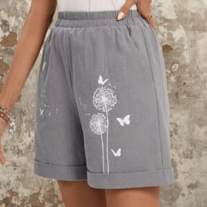 High Waist Cotton Linen Shorts