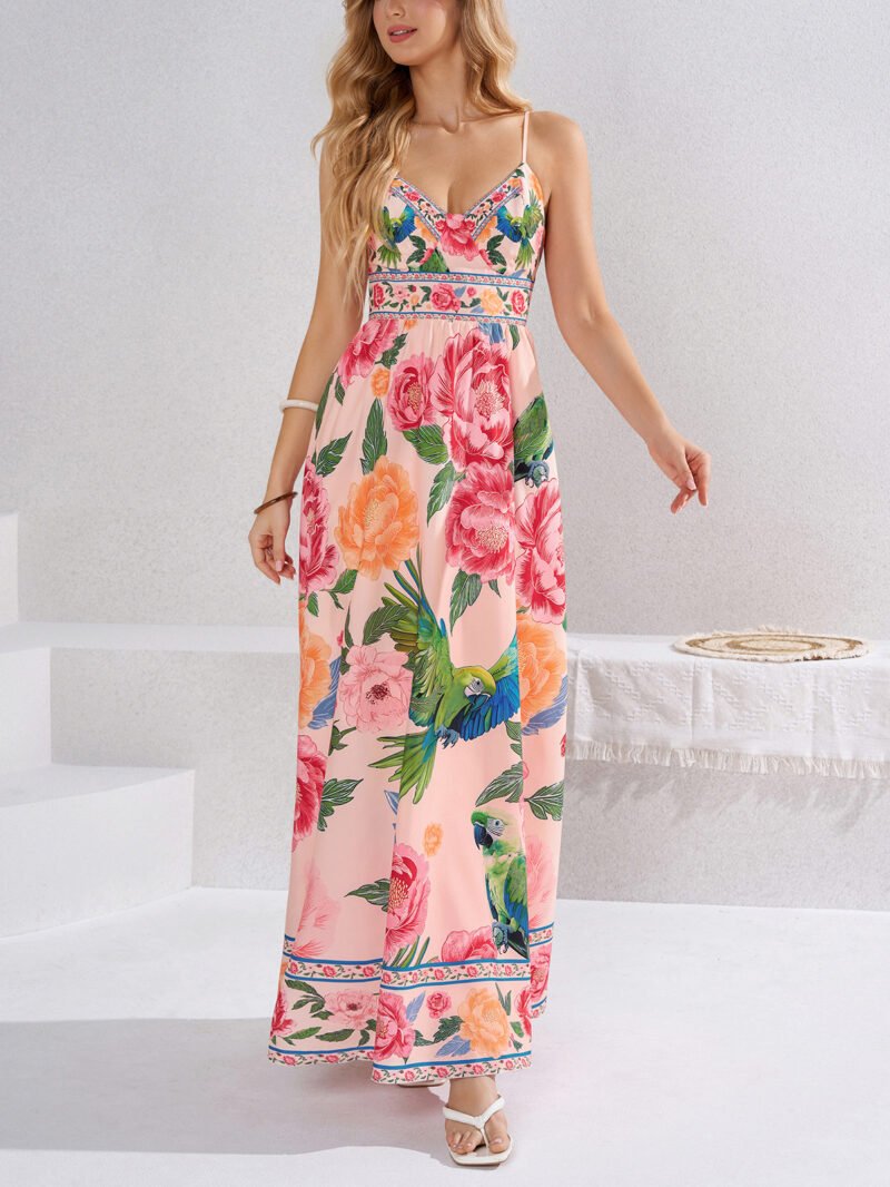 Backless Tie Waist Maxi Dress