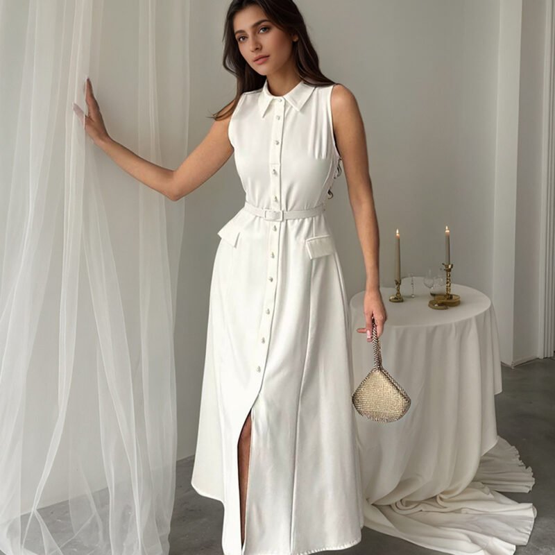 Belted Sleeveless Maxi Dress