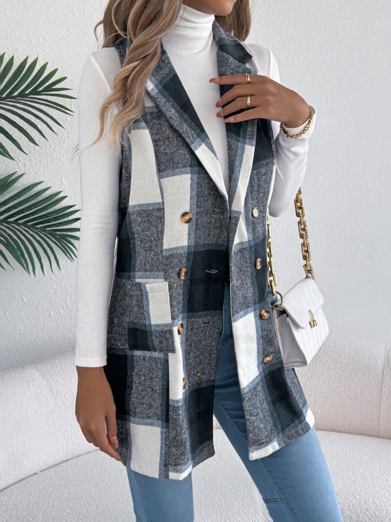 Plaid Double Breasted Vest