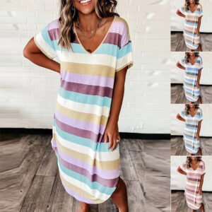 Striped Loose Midi Dress
