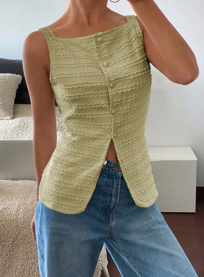 Single Breasted Sleeveless Vest