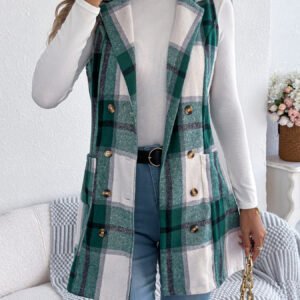 Plaid Double Breasted Vest