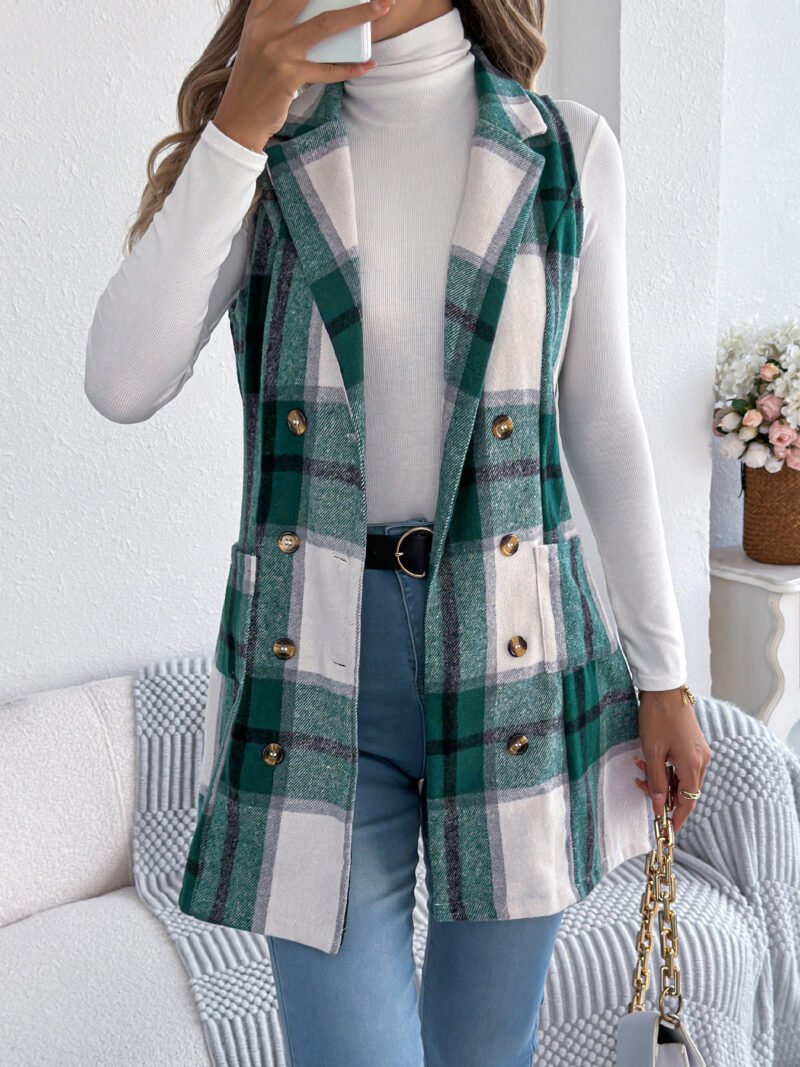 Plaid Double Breasted Vest