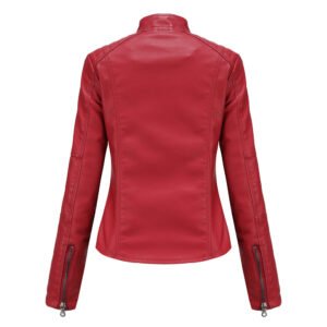 Stand Collar Faux Leather Jacket