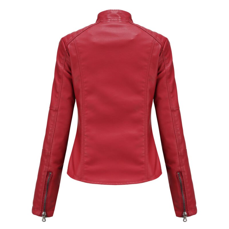 Stand Collar Faux Leather Jacket