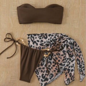 Animal Print Three Piece Swimsuit