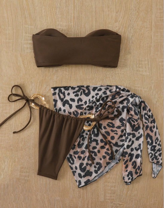 Animal Print Three Piece Swimsuit