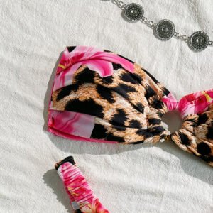 Floral Cutout Strapless Bikini