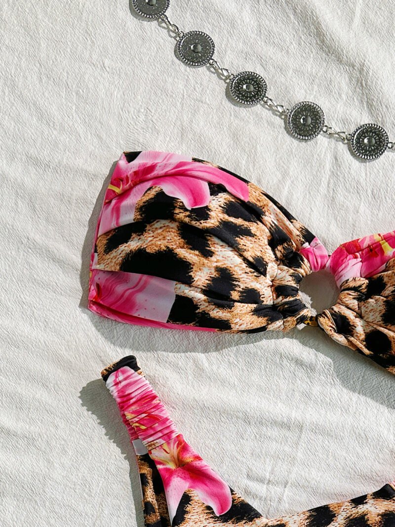 Floral Cutout Strapless Bikini