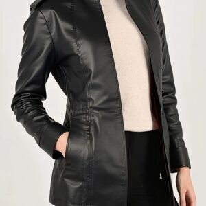 Stand Collar Faux Leather Jacket