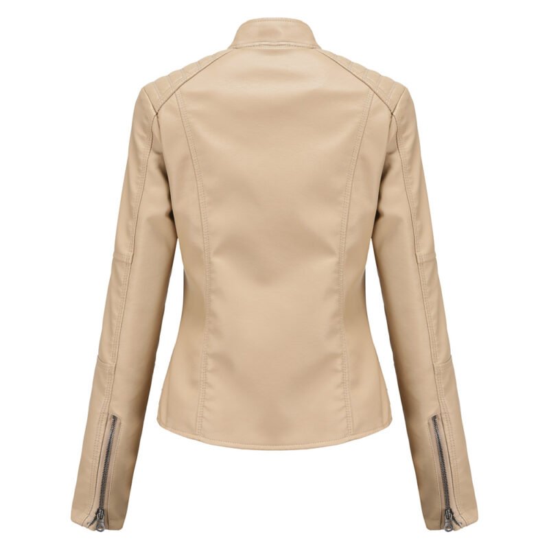 Stand Collar Faux Leather Jacket
