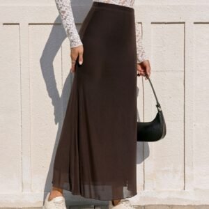High Waist Mesh Pencil Skirt