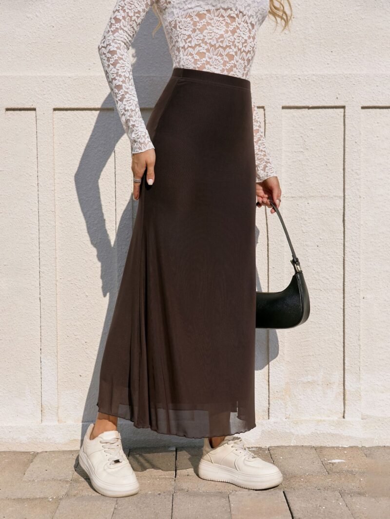High Waist Mesh Pencil Skirt