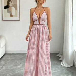 Striped Halter Maxi Dress
