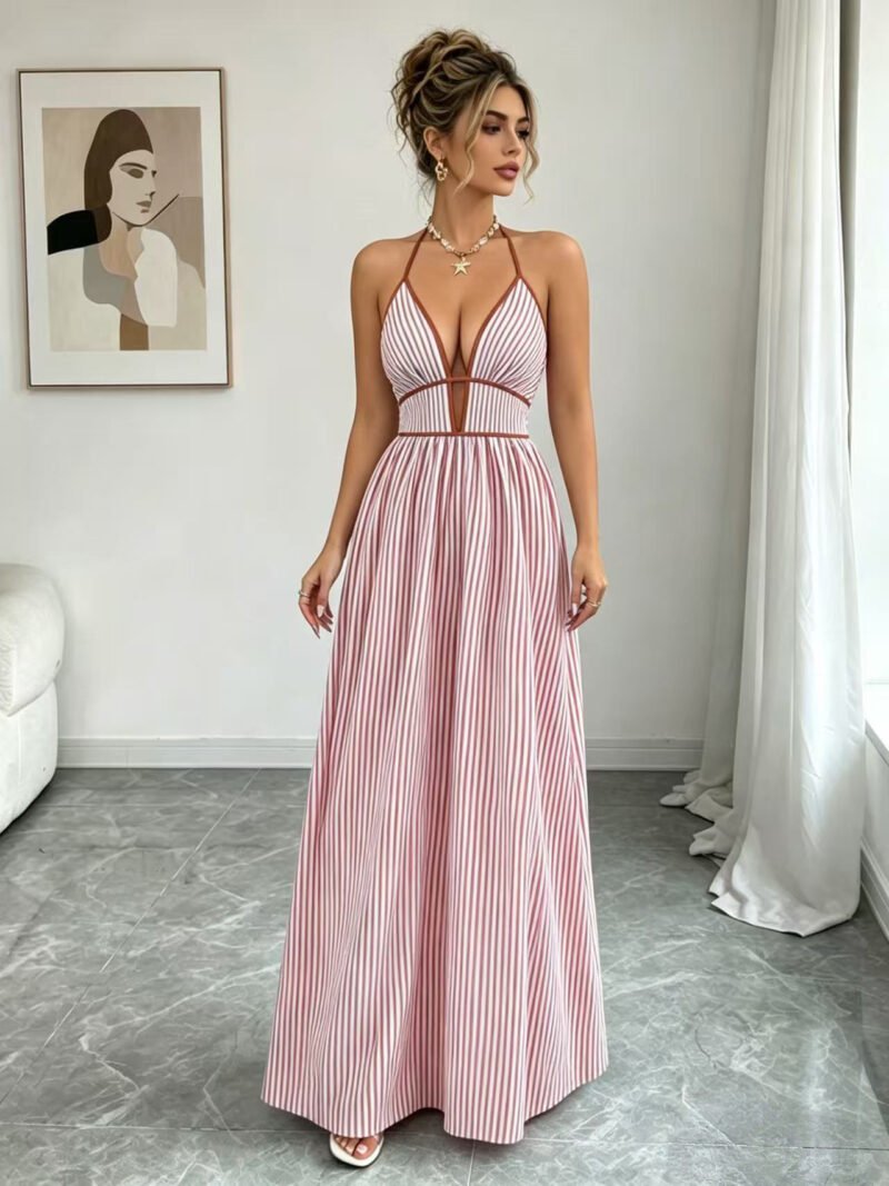 Striped Halter Maxi Dress