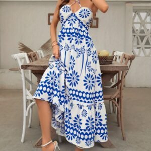 Halter Smocked Midi Dress