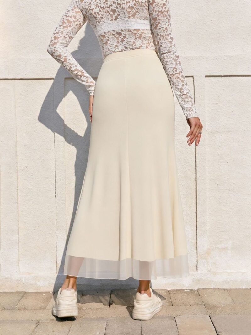High Waist Mesh Pencil Skirt