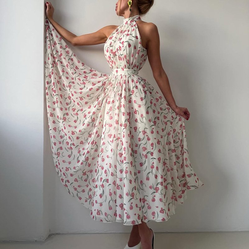 Halter Floral Maxi Dress