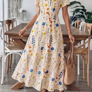 Floral Square Neck Maxi Dress