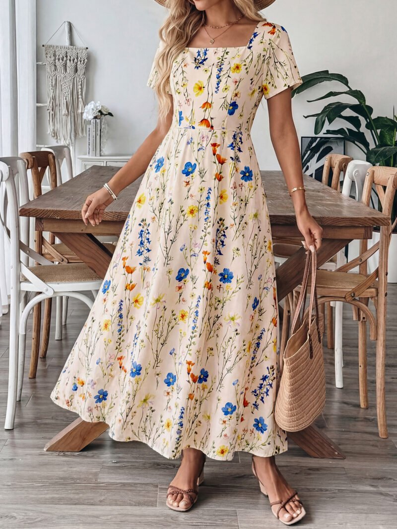 Floral Square Neck Maxi Dress