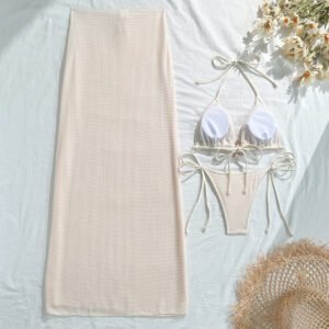 Halter Mesh Swim Skirt Set