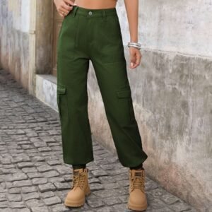 High Rise Straight Denim Trousers