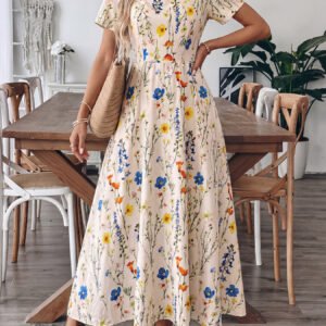 Floral Square Neck Maxi Dress