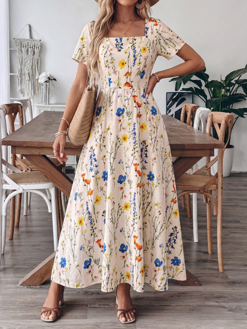 Floral Square Neck Maxi Dress