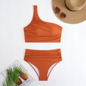 Asymmetric Ruched Bikini Set
