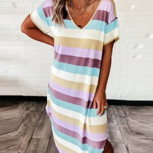 Striped Loose Midi Dress
