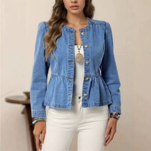 Ruched Button Shirt Jacket