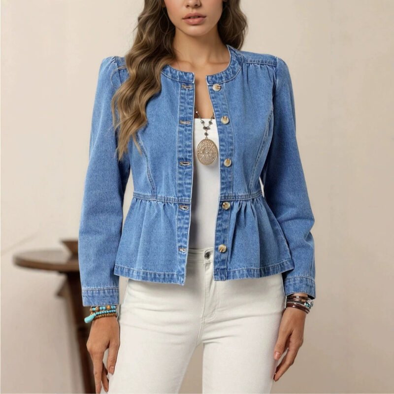 Ruched Button Shirt Jacket