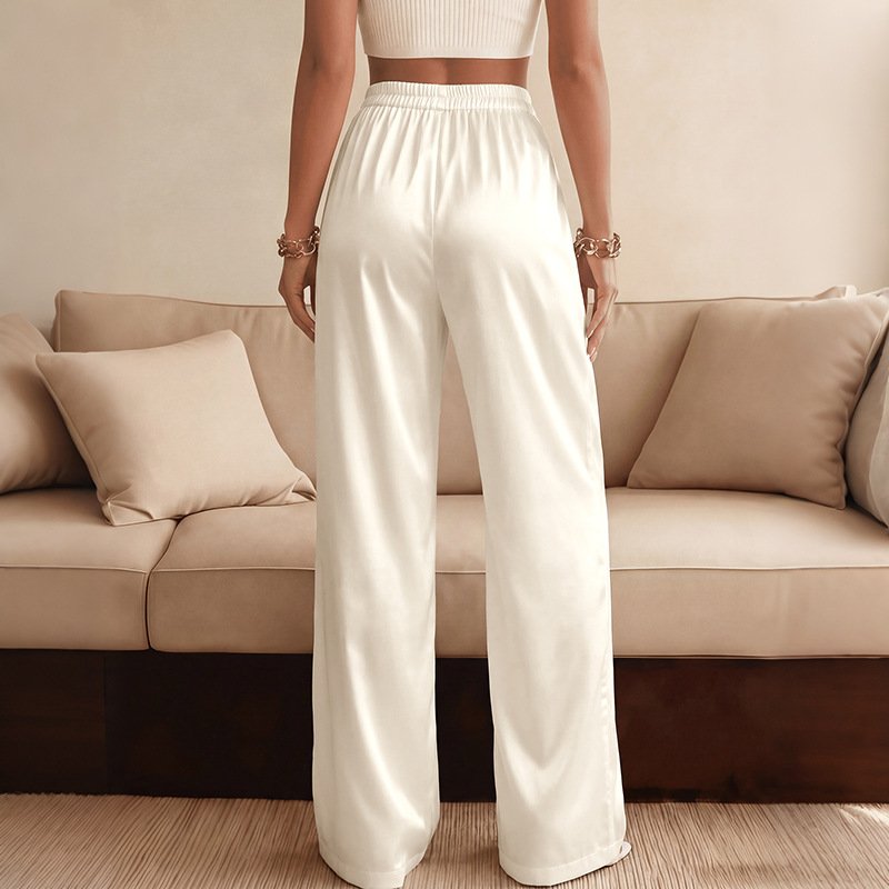 Lace Trim Wide Leg Pants