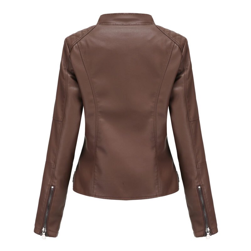 Stand Collar Faux Leather Jacket