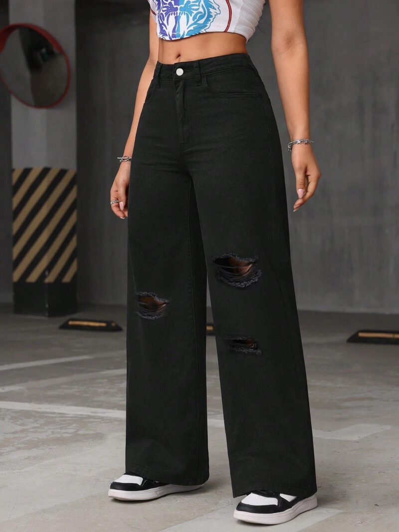 Ripped Wide Leg Jeans