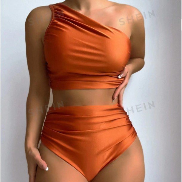 Asymmetric Ruched Bikini Set