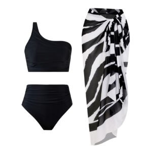 Asymmetric Ruched Bikini Set