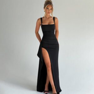 Asymmetric Ruffle Maxi Dress