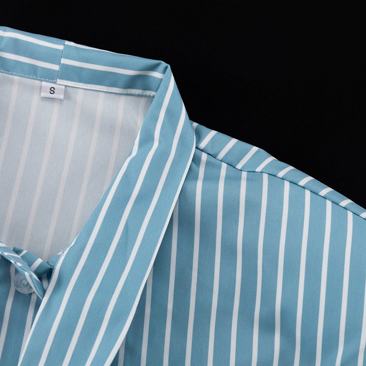 O1CN01z7QP6x2KYCh3pz6Yq_2212760969568-0-cib.jpg Striped Tie Neck Blouse