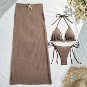 Halter Mesh Swim Skirt Set