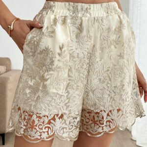 Lace Trim Wide Leg Shorts