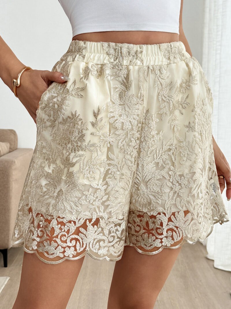 Lace Trim Wide Leg Shorts
