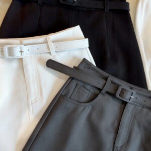 Belted High Waist A-Line Skirt